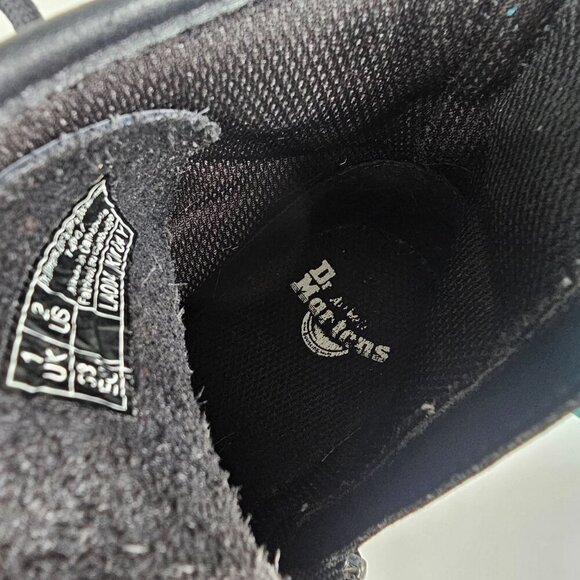 Dr. Martens Black Leather Lace-Up Kids Boots Distressed Condition #1460 J Size 2 - Picture 8 of 10